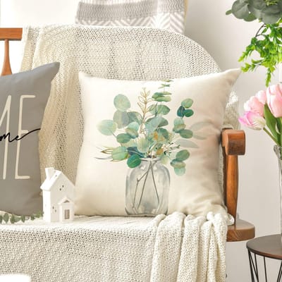 Famanu – Vaas Zomer Kussenslopen Set van 4 cm Lente Home Sweet Home Decoratieve Kussenhoes Woonkamer Decor