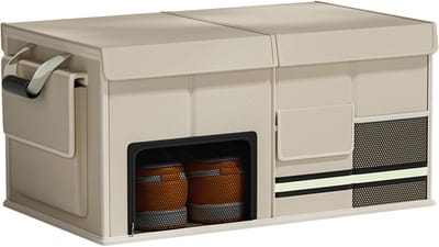 Auto opbergbox - Kofferbak organizer - 57×34×29 cm - Opvouwbaar ontwerp - Geschikt voor SUV's, pick-ups en sedans - Opbergruimte met meerdere compartimenten - Ruimtebesparend - Ideaal voor in de auto en op reis - Khaki kleur