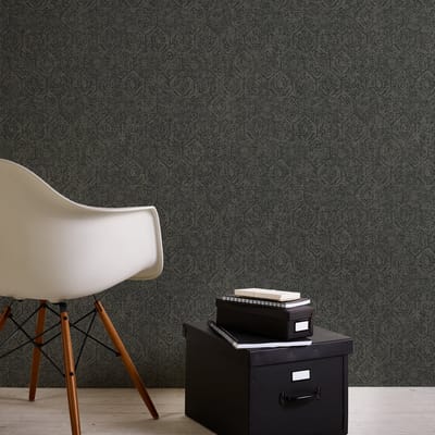A.S. Création behang oosters motief grijs en zwart - AS-380223 - 53 cm x 10,05 m