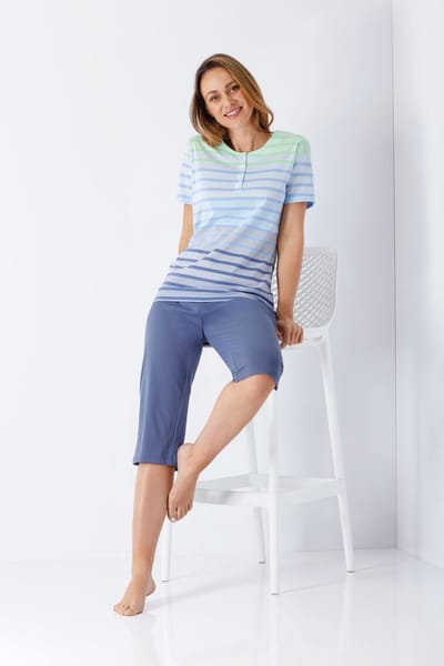 Blauw gestreepte dames pyjama Hajo - Blauw - Maat - 36/38
