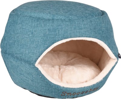 Kattenbed – katten slaapmand – kattenhuis – kattenhol – Cat cave – Blauw/Crème, 45 x 35 x 35 cm – Flamingo Slaapplaats Snoozebay