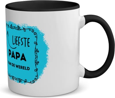 Akyol - liefste papa van de wereld koffiemok - theemok - zwart - Papa - de liefste vader - vader cadeautjes - vaderdag - verjaardag - geschenk - kado - 350 ML inhoud
