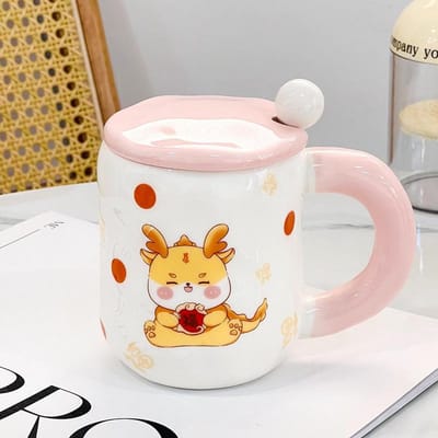 Familiepak Konijn Keramische Beker Hoge Waarde Beker met Rietje en Deksel Leuke Beker Souvenir Cadeau Beker 420ML