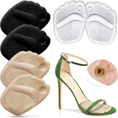 Inlegzolen met hoge hakken - 3 paar - Voorvoetkussentjes - Voorvoetkussentjes - Antislip siliconen kussentjes voor de voorvoet - Herbruikbaar - Antislip voetkussentjes voor teenschoenen - Verlicht voetpijn