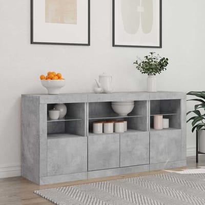 vidaXL - Dressoir - met - LED-verlichting - 142,5x37x67 - cm - betongrijs