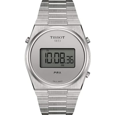 TISSOT PRX Digitale Unisex Horloge met Zilveren Wijzerplaat en Armband, Model T1374631103000 [Officiële Import]