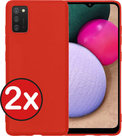 Hoesje - 2 Stuks - Geschikt voor Samsung Galaxy A03s - Sterk & Shockproof - Telefoonhoes - Back Cover - Case Siliconen - Telefoon Hoes - Rood