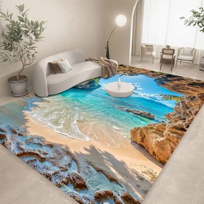 3D Oceaan Zeewater Strand Water Vloerkleed, Tapijt voor Woonkamer Slaapkamer Bank Deurmat Decor, Kind Spelen Kruipen Antislip Vloermat 80*120cm