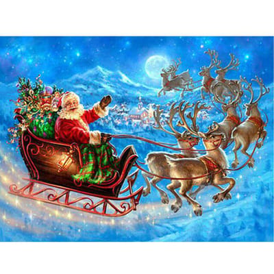DIY 5D Diamond Painting Kerstman Mozaïek Kerst Diamant Borduren Winter Sneeuw Landschap 20X30CM