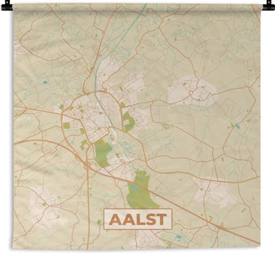 Wandkleed - Wanddoek - Aalst - Stadskaart - Kaart - Plattegrond - Vintage - 180x180 cm - Wandtapijt