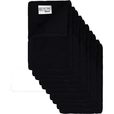 The One Towelling Gastendoek - 30x50 cm - 10 stuks - Hotelkwaliteit - 450 g/m² - 100% Gekamd katoen - Zwart