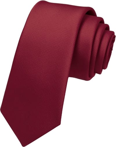 Fako Fashion - Fijne Stropdas - Gestreept - Ribstructuur - 100% Zijde - Effen - 6cm - 145cm - Donkerrood