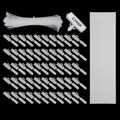 100 Stuks Transparante Kabel Labels met Clips en 100 Kabelbinders voor Kabelmarkering en Organisatie