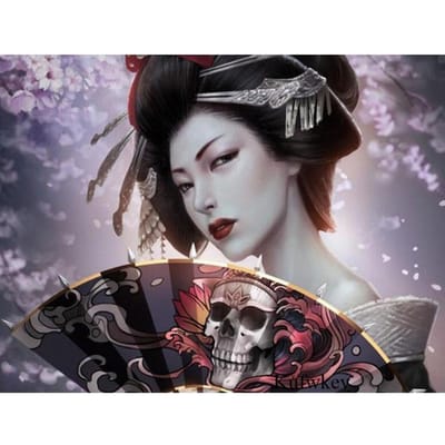 Diy Diamond Schilderen Borduren Kruissteek Volledige Ronde Mozaïek Foto Japans Meisje Geisha Kabuki 20X30CM black
