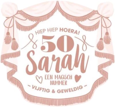 Huldeschild Muurdecoratie - Sarah 50 - Wit-Rosé Goud