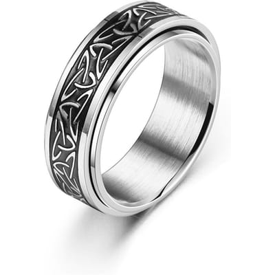 Anti-stress Knokkelring Man Roestvrij Staal Viking Karakters Emaille Draaiende Roterende Angst Controle Ring Bague Homme 9 white