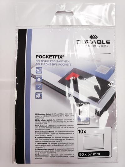 Durable Pocketfix 10 Stuks Zelfklevende (U) Showtassen 90 x 57 mm (visitekaartjes Formaat)