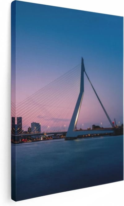 Artaza Canvas Schilderij Erasmusbrug - 30x40 cm - Klein - Wanddecoratie Rotterdam - Muurdecoratie Skyline - Kamer Accessoires