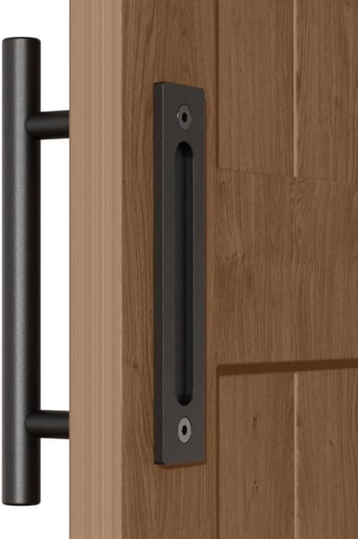 Schuifdeurgreep, schuifdeurklink, voor schuurdeur, houten deur, kastdeur, zwart