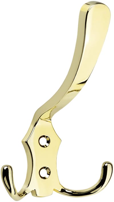 SO-TECH® Garderobehaak LENA 2 haken lang / messing-look Jashaak Kledinghaak