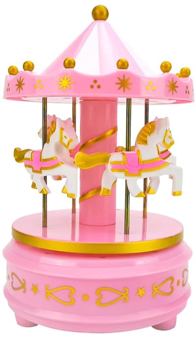 Cosensi - Dailygoody - Roze Klassieke Carrousel Muziekdoos - Roterende Muziekdoos met Licht - Multifunctioneel - Nachtlampje - Decoratieve Muziekdoos - Geschikt...