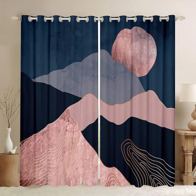Rideau de fenêtre occultant style bohème du milieu du siècle, rideaux d'intimité à isolation thermique pour chambre à coucher, cuisine, salon, rideaux à ombrage élevé W70 X H185cm X 2&Grommet Top