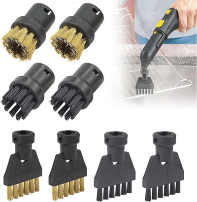 GELLDG Accessoires voor stoomreinigers - 8-delig - Reinigingsborstel, grote ronde borstel, mondstuk, gemotoriseerd mondstuk - Accessoires voor handstoomreinigers - Geschikt voor Kärcher SC1, SC2, SC3, SC4, SC5