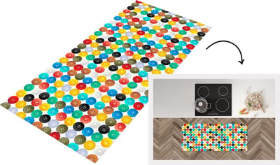 Keukenloper - Loper keuken - Knopen - Regenboog - Kleding - Design - 120x50 cm - Keukenloper vinyl