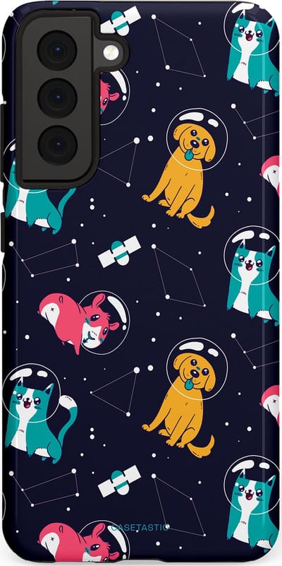 Casetastic Hoesje Geschikt voor Samsung S21 FE - Stijlvolle Beschermende Duo-layer Case - Sterrennacht Dieren