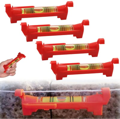 JHUBERS- Waterpas 4pcs Set - Spirit Level - Afmetingen 75x12mm - ABS Materiaal - Rood - Voor Maatwerk en Loodrecht Metingen - Waterpasniveau