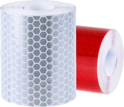 1 rol wit + 1 rol rode reflecterende tape 5 meter x 3 cm breed - fiets - aanhangwagen -paal