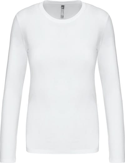 Kariban Dames T-shirt ronde hals lange mouwen K383 - White - 3XL