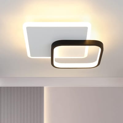 Glitzerlife - Plafondlamp Plafondspot - Modern LED Dimbaar - 1x 15W Touch Warmwit - Acryl Metaal Energiezuinig - Woonkamer Keuken Hal - Zwart Wit
