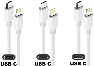 3 stuks OneOne USB C naar Lightning kabel. 1,0m witte laadkabel. Oplaadkabel past op Apple iPhone 13 Mini, iPhone 13 Pro, iPhone 13 Pro Max, iPhone 14, iPhone 14 Plus, iPhone 14 Pro, iPhone 14 Pro Max