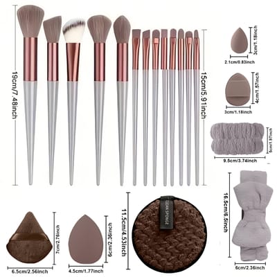 20-delige Make-up Kwastenset, met Zachte en Pluizige Hulpmiddelen voor Foundation, Poeder en Oogschaduw Blenden Inclusief Make-up Sponsjes & Was Hoofdband pink