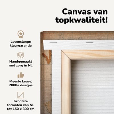 Canvas schilderij 30x20 cm - Wanddecoratie Klassieke wereldkaart de verspreiding van mensenrassen - Muurdecoratie woonkamer - Slaapkamer decoratie - Kamer accessoires - Schilderijen op canvas