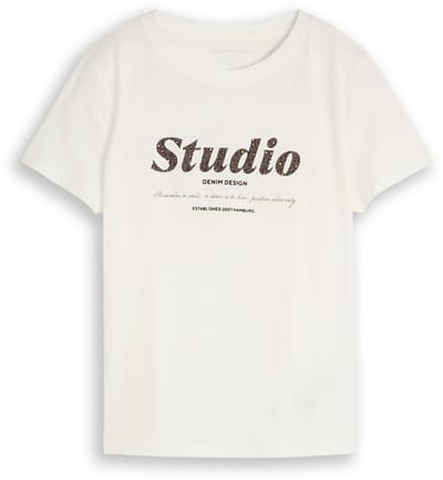 Tom Tailor Denim - T-shirt met print - Maat M - off white
