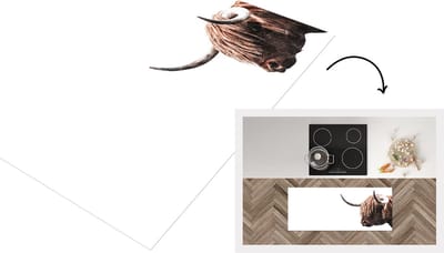 Keukenloper - Loper keuken - Schotse hooglander - Dieren - Hoorn - Wit - 120x50 cm - Keukenloper vinyl