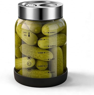 Fermenteerglas met deksel, 1 liter voor kimchi, kefir en zuurkool - ideaal voor fermentatie en conserveren