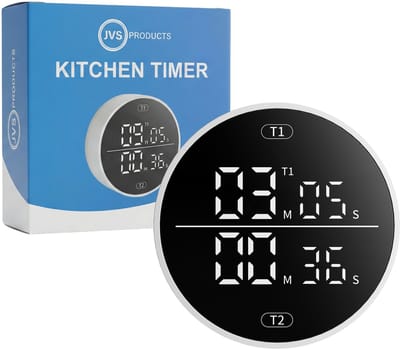 Kookwekker - Dubbele Timer - 2-in-1 - Digitale Kookwekker - Draaiknop - Optellen en Aftellen - Smart Timer - LED Display - Keukentimer - Wit