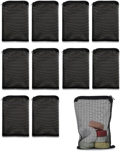 Dailygoods- Aquariumfilterzakken 20x15 cm - Netfilterzak met ritssluiting - Herbruikbare actieve koolzak - Fijn gaasweefsel - Set van 10 - Duurzaam nylon - Filtermedia