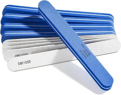 10-delige Vijlenset voor Nagels – Dubbelzijdige 100/180 Grit Vijlen, Perfect voor Gel- en Natuurlijke Nagels, Polijstvijlen en Nagelbuffers