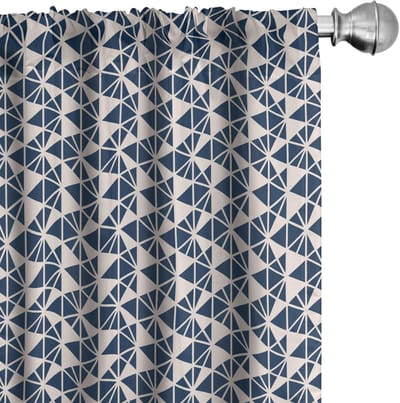 ABAKUHAUS Geometrische gordijnen – 2x75x225 cm – microvezel – Champagne/Nachtblauw