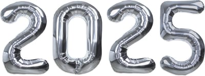 Folie Ballon Cijfer 2025 Oud En Nieuw Versiering Nieuw Jaar Feest Artikelen Happy New Year Decoratie Zilver - 70 cm