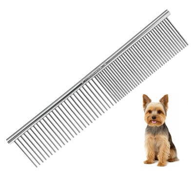 MEDLUXY® PET - RVS Kam - Fijn / Grof - Medium - 19 cm - kam voor dieren, hondenkam, kattenkam, paardenkam