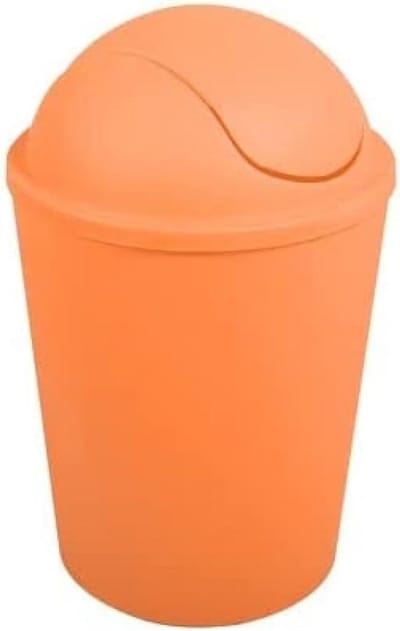Afvalemmer met klepdeksel - Kleine prullenbak - Hygiënisch afval weggooien - Automatisch openend deksel - 55 liter inhoud - Oranje