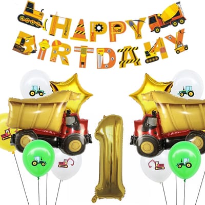 Snoes Cijfer Ballon Nummer 1 - Vrachtwagen - Mega Vrachtwagen set Ballonnen Feestdecoratie - Helium Ballon - Kinderen