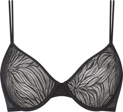 Calvin Klein dames Sheer Marquisette unlined demi bra - beugel BH - zwart