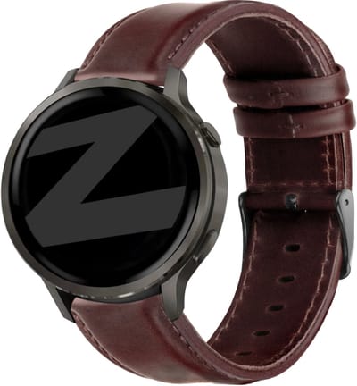 Bandz Leren bandje 'Classic' (22mm) - Geschikt voor Garmin Vivoactive 4 / Garmin Venu 2 / Garmin Venu 3 / Garmin Forerunner 255 / Garmin Forerunner 265 / Garmin Forerunner 570 - 47mm / Garmin Venu 4 - 45mm - Donkerbruin