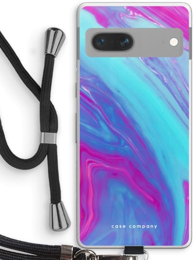 Case Company® - Hoesje met koord geschikt voor Google Pixel 7 hoesje met Koord - Zweverige regenboog - Telefoonhoesje met Zwart Koord - Bescherming aan alle Kanten en Over de Schermrand